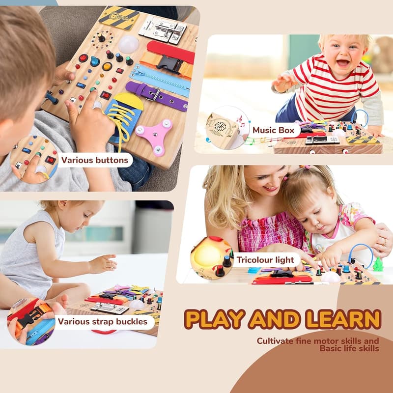 Travel Montessori Busy Board for Toddlers and Kids with Autism