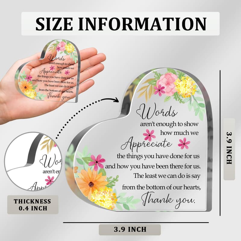 Appreciation Gift for Women: Inspirational Acrylic Heart Plaque