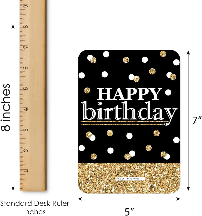 Happy Birthday Bingo Game - Gold - Set of 18 Guest Cards