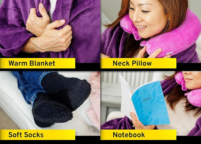 Happy Birthday Gift Basket for Her - Includes Pillow, Blanket, Candle