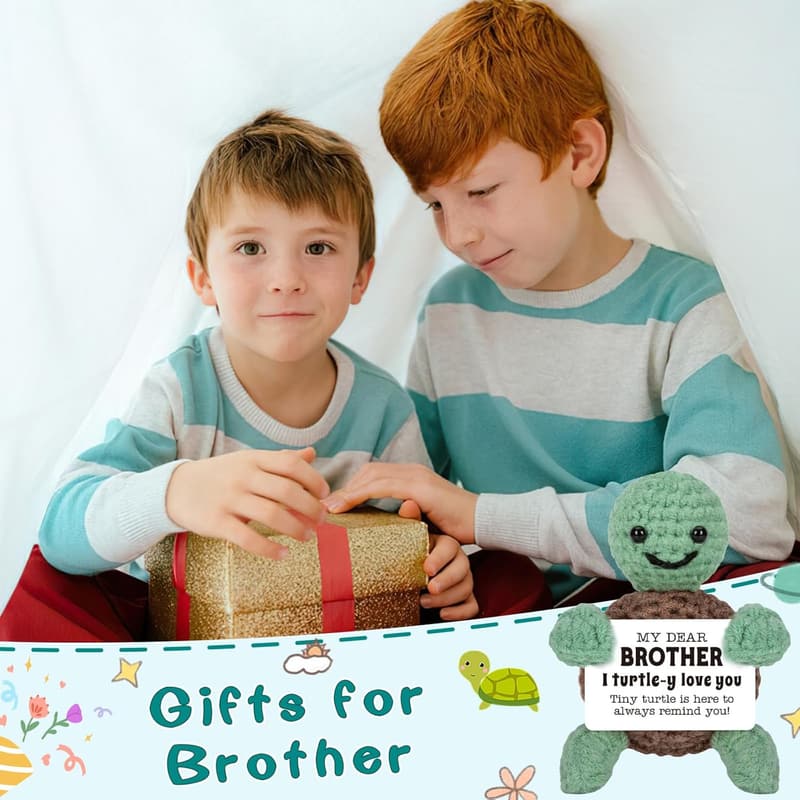 Handmade Crochet Turtle - Funny Father's Day Gift for Brother