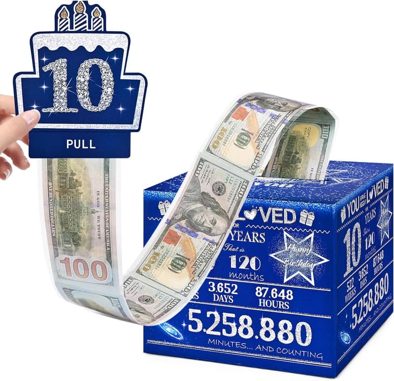 Happy 10th Birthday Money Box Gift for Boys and Girls - Blue
