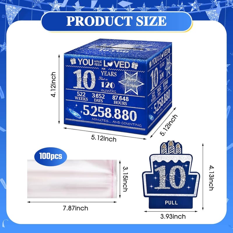 Happy 10th Birthday Money Box Gift for Boys and Girls - Blue