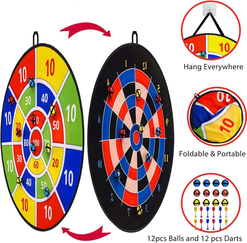 Kids Dart Board Game – Indoor/Outdoor Fun with 12 Sticky Balls