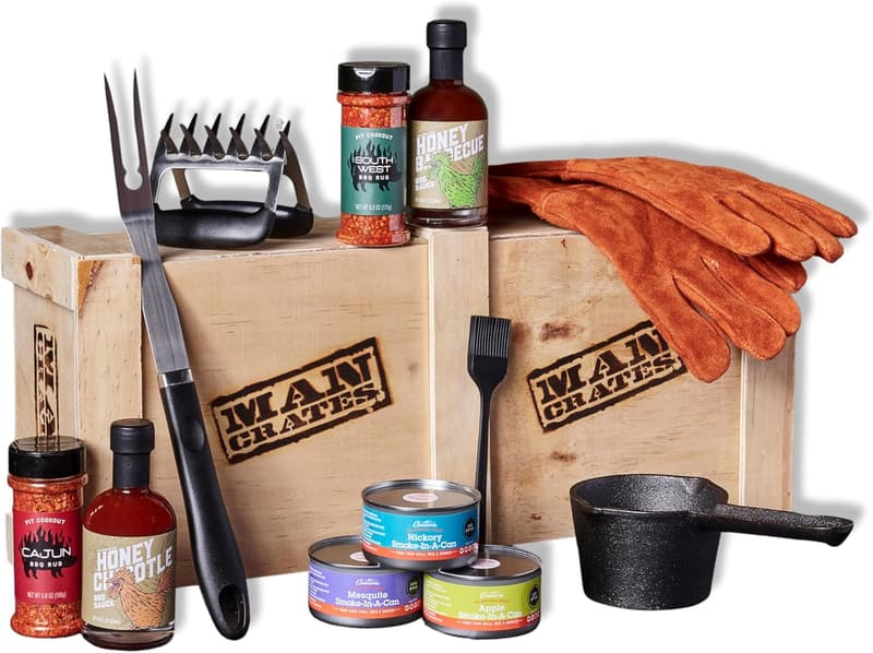 Ultimate Barbecue Gift Crate for Men with Meat Claws & Sauces
