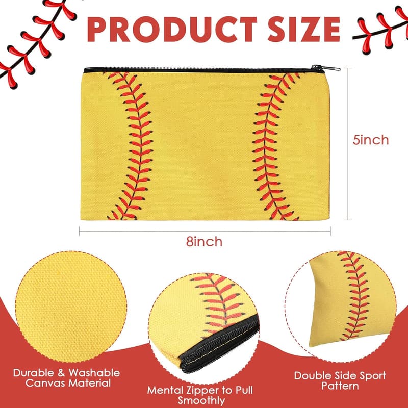 Softball Makeup Bag Set - 20 Zipper Pouches for Women