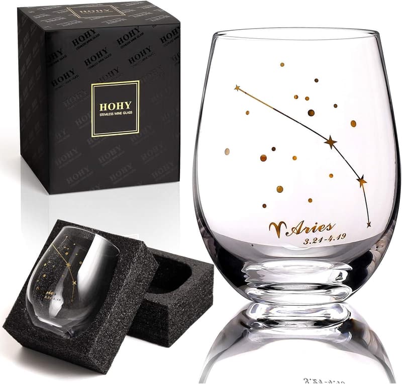 Aries Birthday Stemless Wine Glass 20 Oz - Astrology Gift