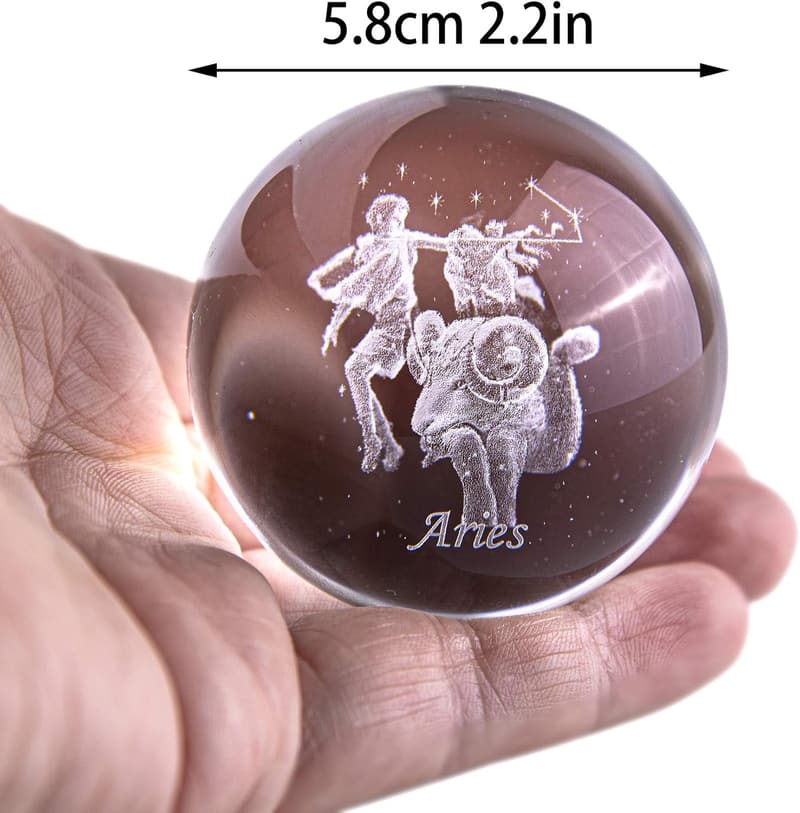 3D Laser Aries Constellation Crystal Paperweight with Stand