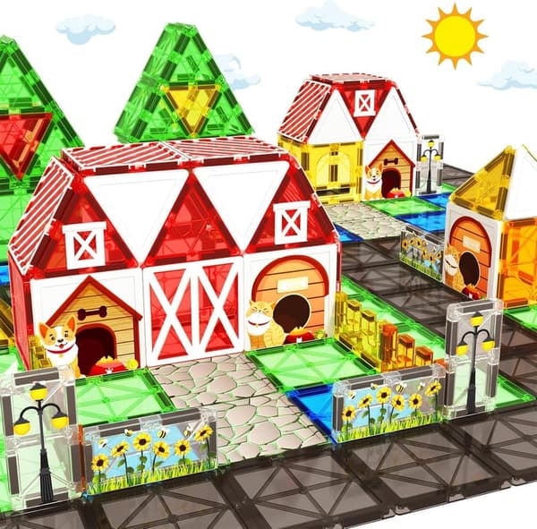 Magnetic Farm Animal Building Tiles Set for Toddler Fun