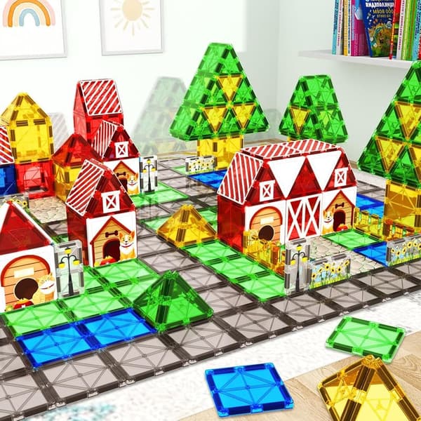 Magnetic Farm Animal Building Tiles Set for Toddler Fun