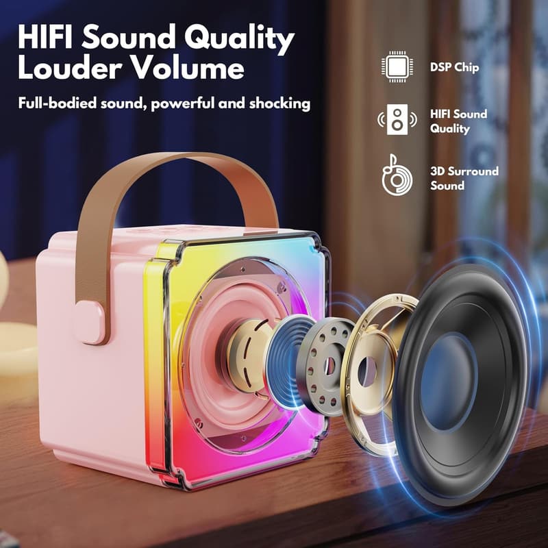 Portable Karaoke Machine with Bluetooth and Wireless Microphones