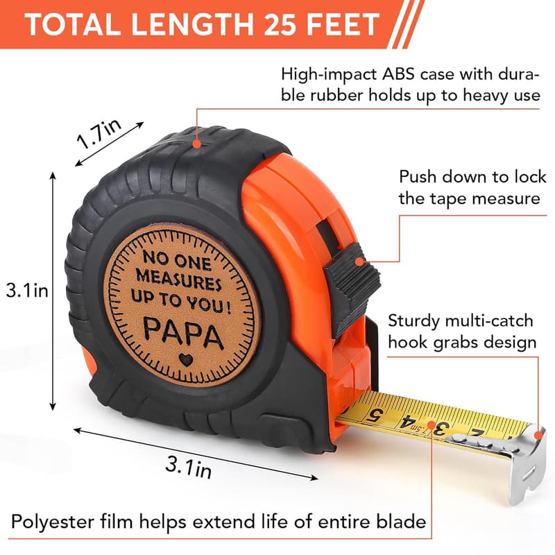 Father's Day Gift: Engraved Leather Tape Measure for Grandpa