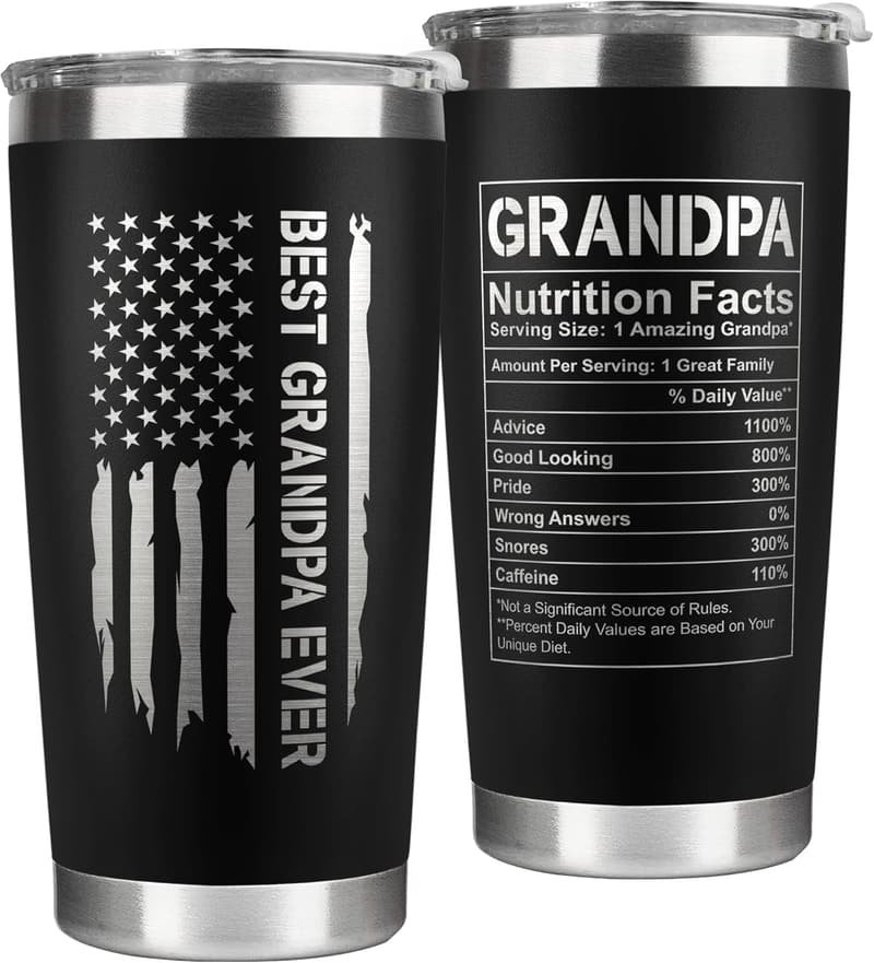 Birthday Gift for Grandpa - 20 Oz Black Tumbler