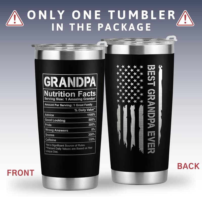 Birthday Gift for Grandpa - 20 Oz Black Tumbler