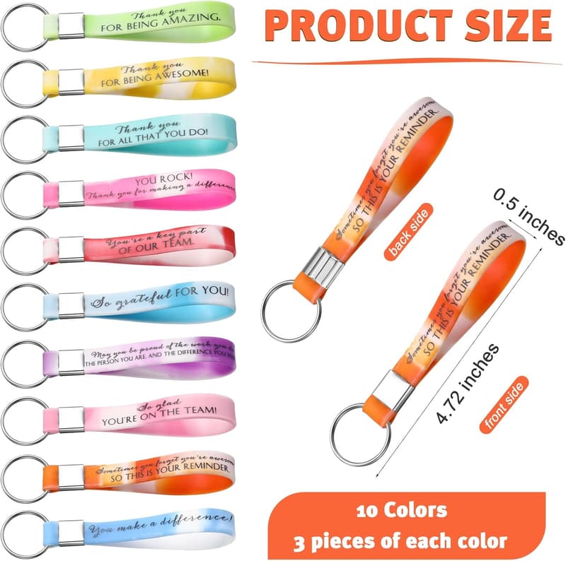 Thank You Keychain Set - 30 Pcs for Nurses & Teachers
