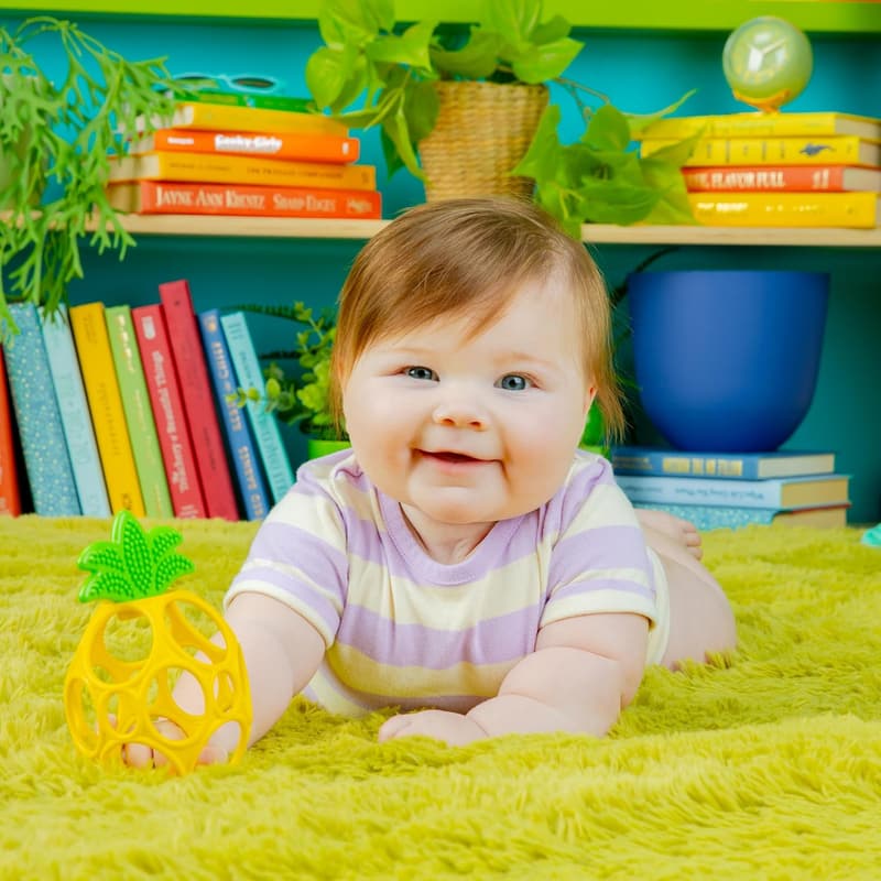 Oball Pineapple Teether Toy - BPA Free, Easy Grasp for Newborns