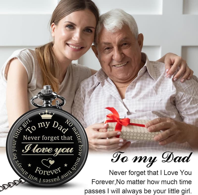 Personalized Pocket Watch with Chain for Father's Day