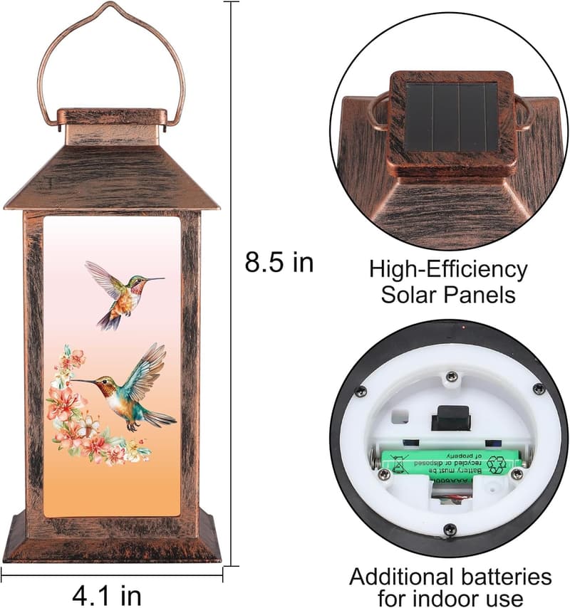 Hummingbird Solar LED Lantern - Waterproof Garden Decor for Mom