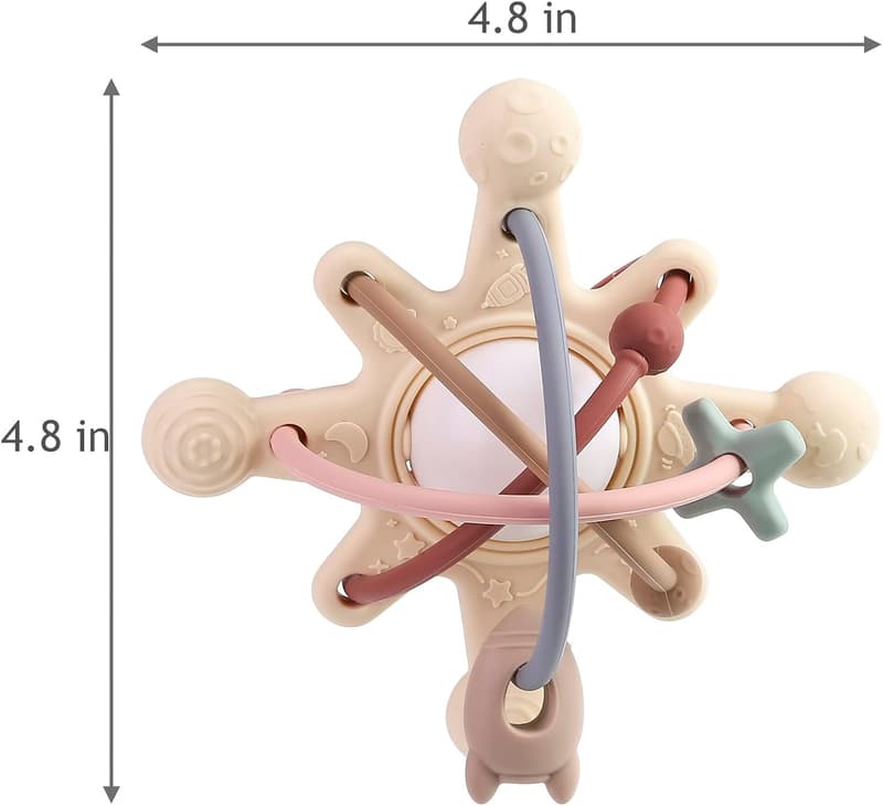 Montessori Silicone Baby Teething Rattle Toy for Infants 0-12 Months