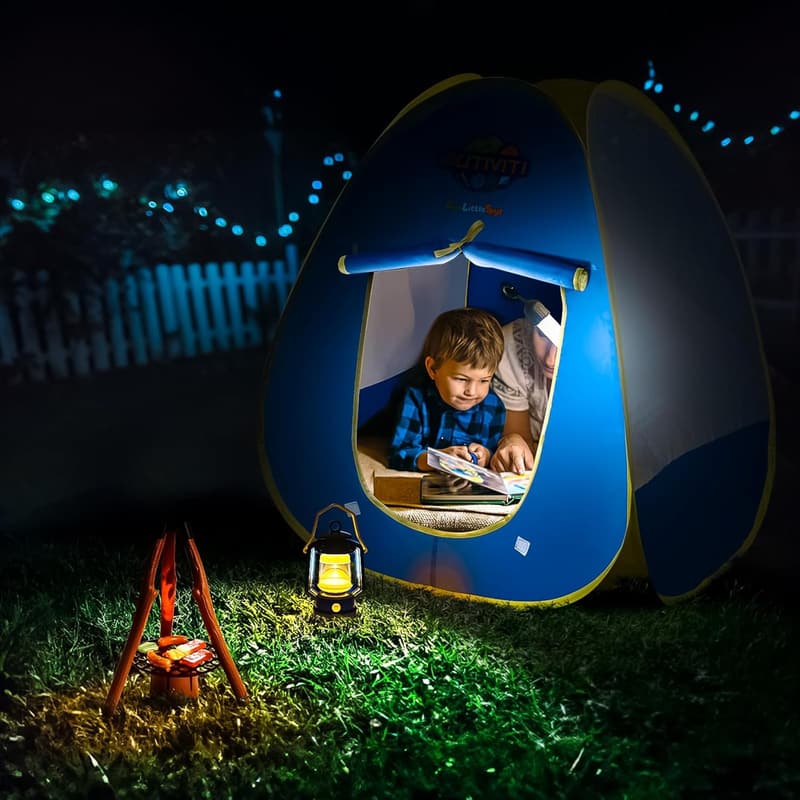 Kids Pop-Up Play Tent with Camping Toys & Lantern