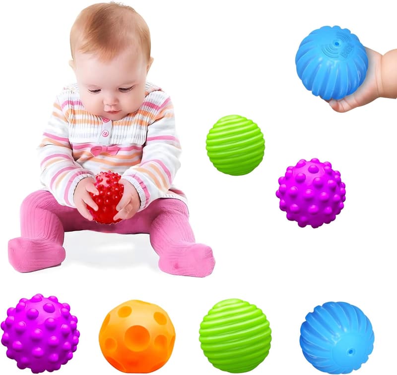 Colorful Textured Sensory Balls Set for Babies 3 Months+ (4 Pack)