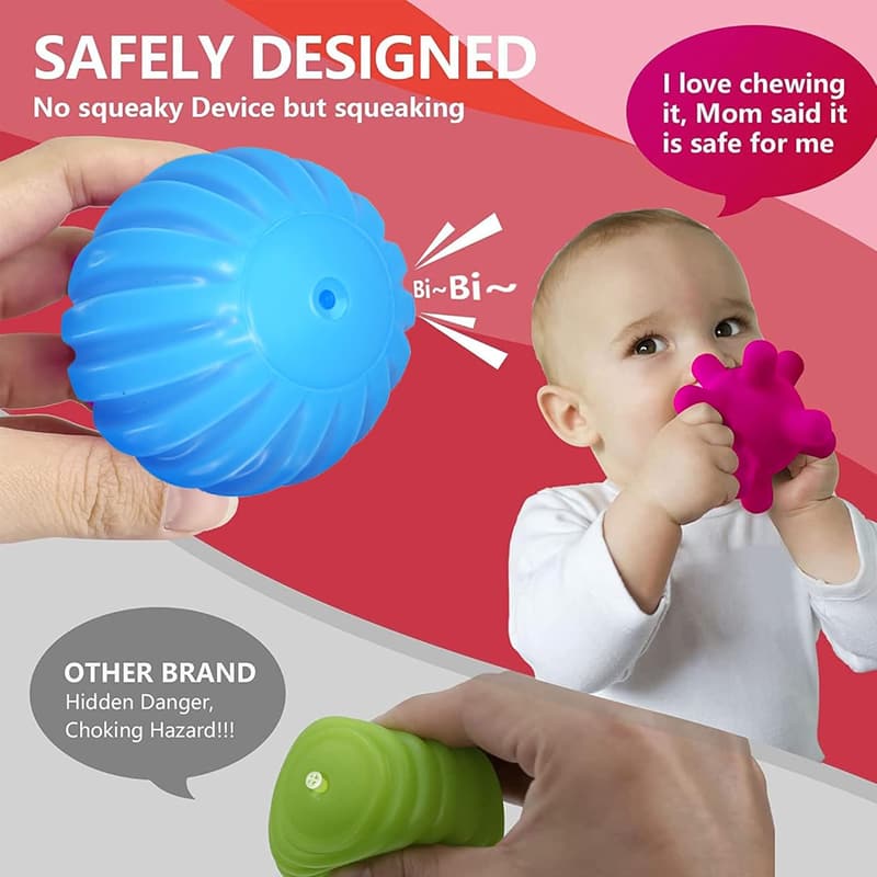 Colorful Textured Sensory Balls Set for Babies 3 Months+ (4 Pack)