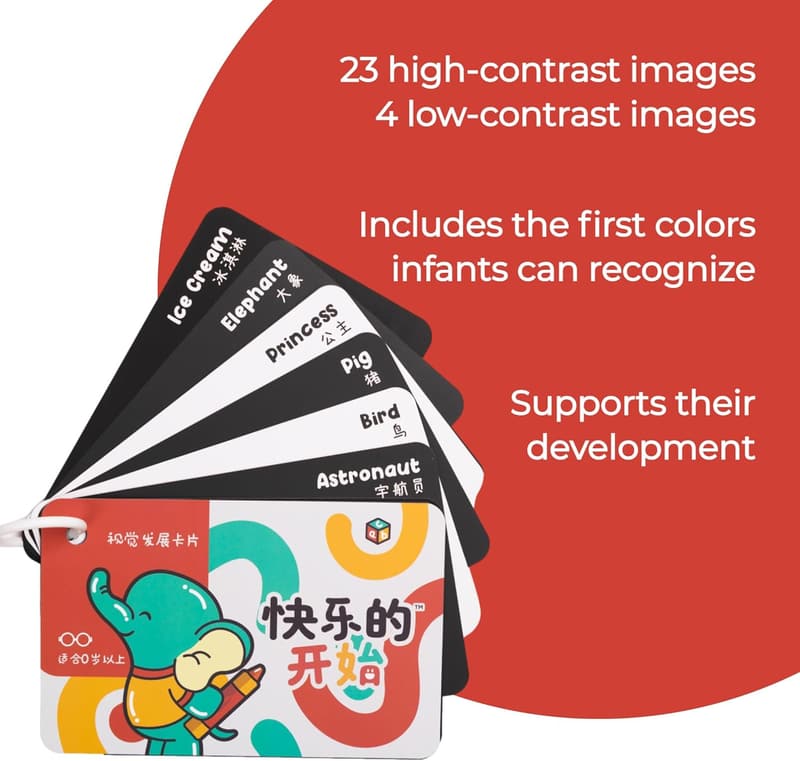 High-Contrast Water-Resistant Baby Vision Cards for Newborns