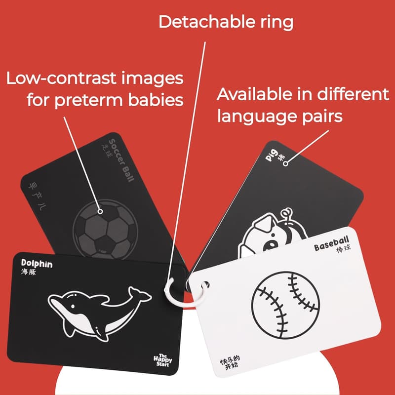 High-Contrast Water-Resistant Baby Vision Cards for Newborns