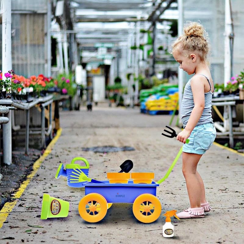 Kids Gardening Tool Set with Wagon - 15 Durable Pieces