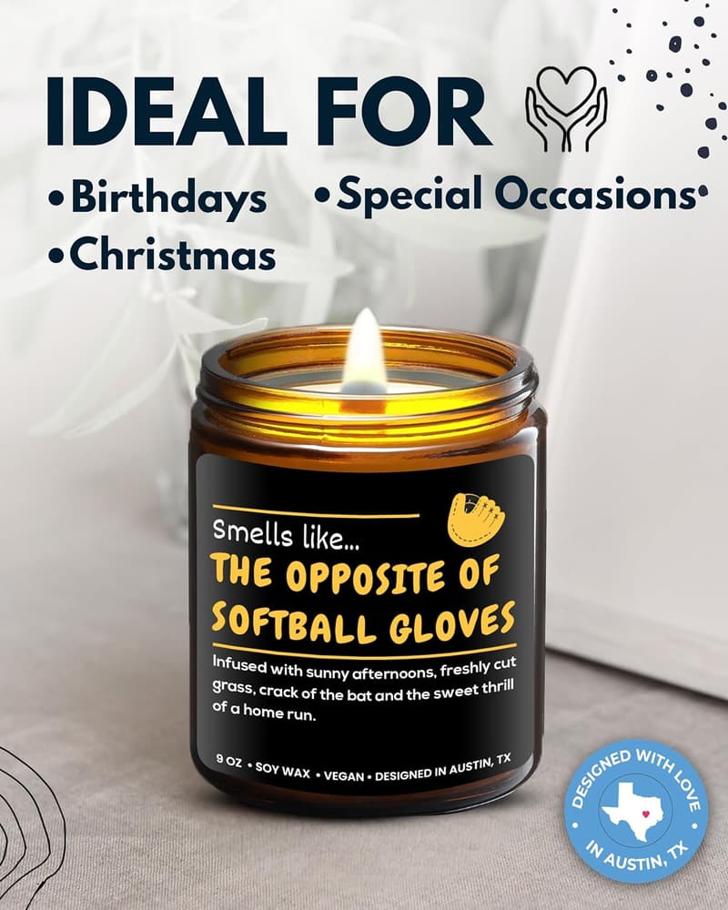 Softball Candle - Fun Gift for Teen Girls & Players