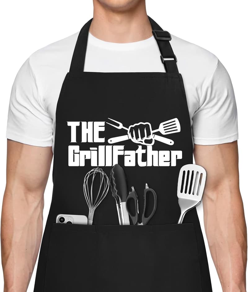 Funny Chef Apron for Men - 3 Pockets, Perfect for BBQ & Cooking