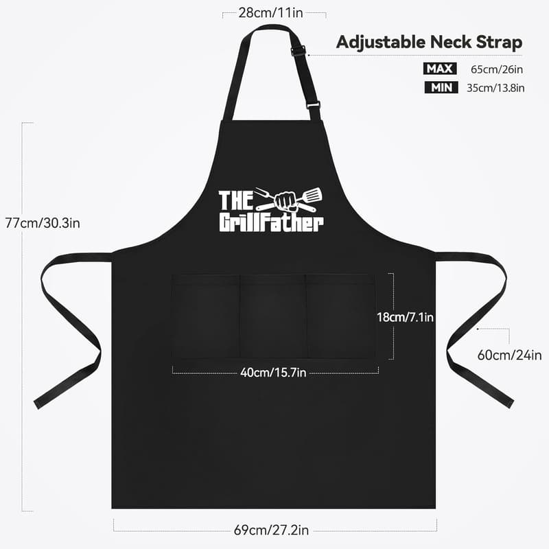Funny Chef Apron for Men - 3 Pockets, Perfect for BBQ & Cooking