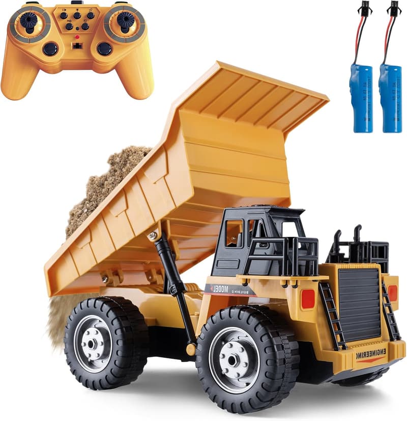 Remote Control Dump Truck Toy for Boys, 11 Channels, Sound & Light
