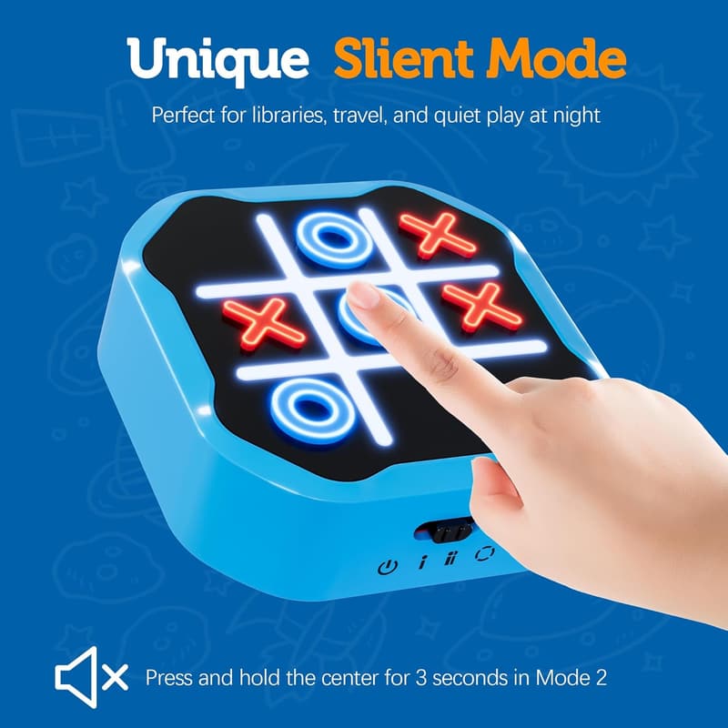 Portable 3-in-1 Electronic Tic Tac Toe Game for Kids & Adults