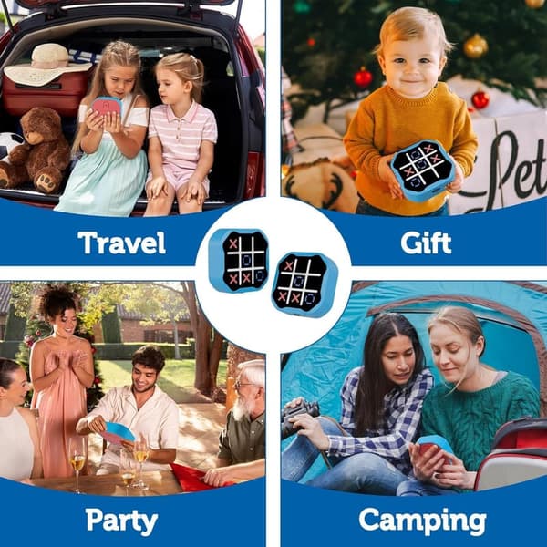 Portable 3-in-1 Electronic Tic Tac Toe Game for Kids & Adults