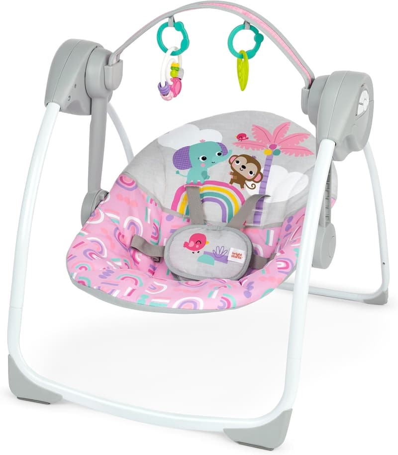 Pink Paradise Portable Baby Swing with Music for Newborns