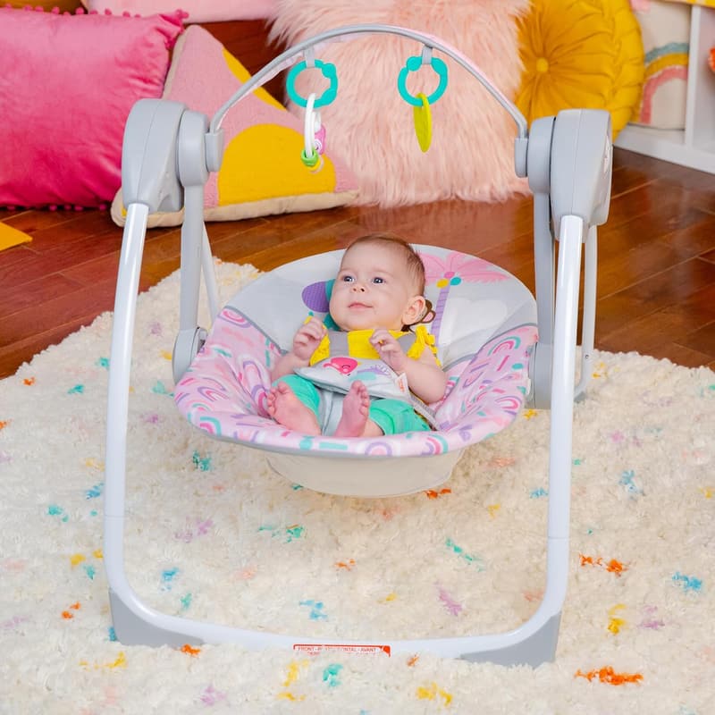 Pink Paradise Portable Baby Swing with Music for Newborns