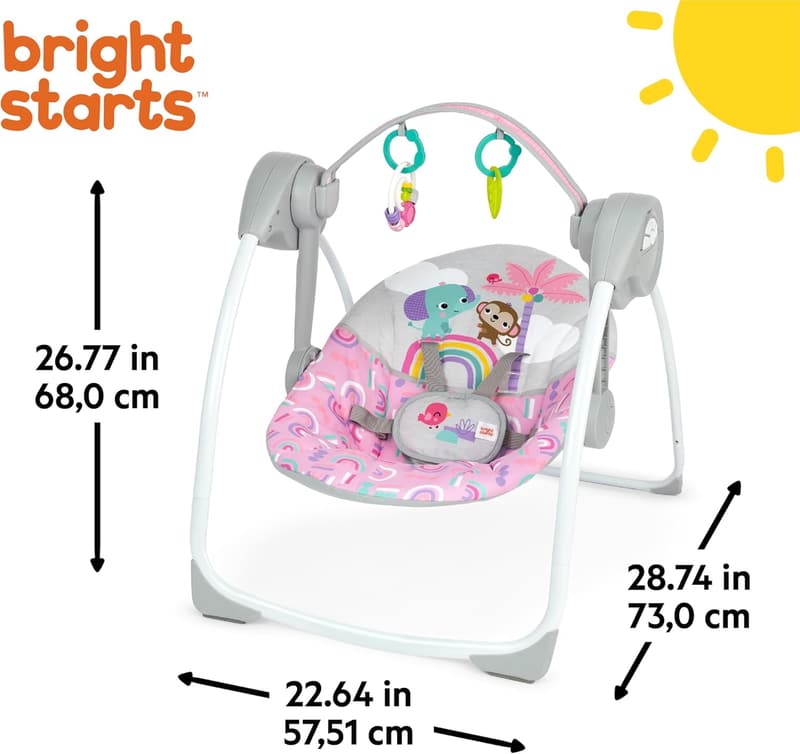 Pink Paradise Portable Baby Swing with Music for Newborns