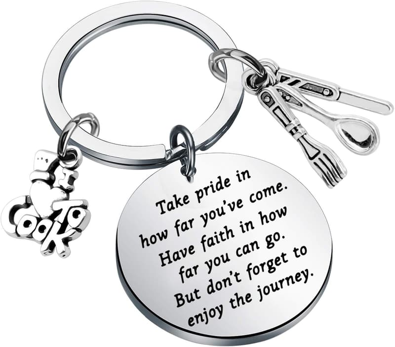 Culinary School Keychain Gift for Chefs (Silver Charm)