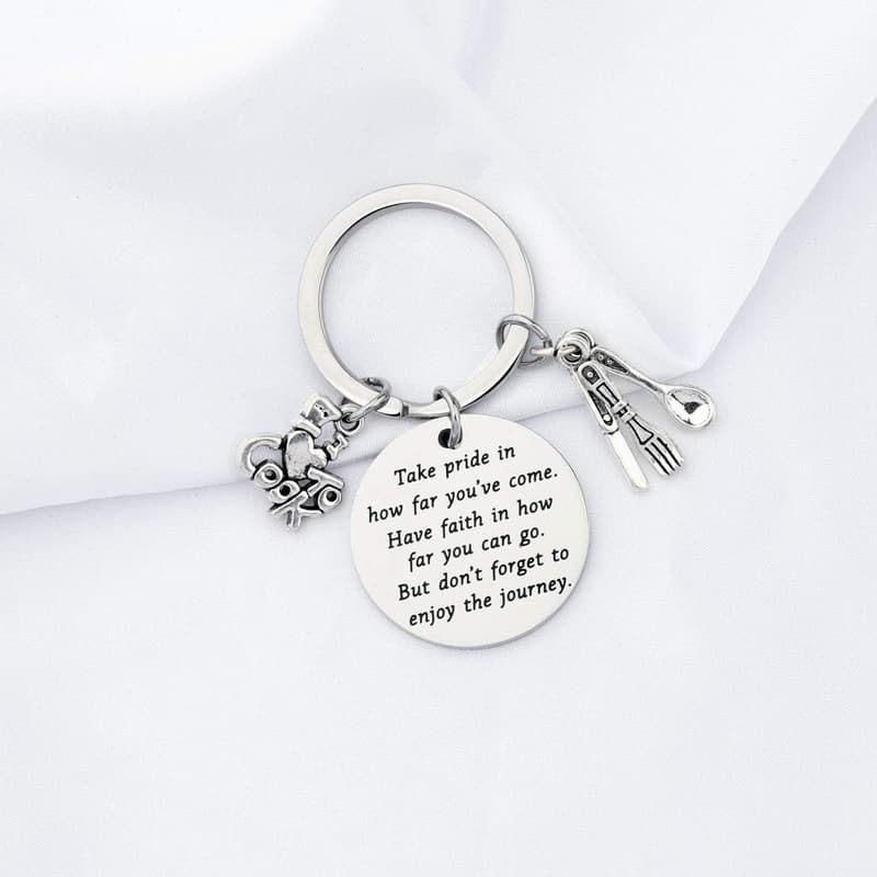 Culinary School Keychain Gift for Chefs (Silver Charm)