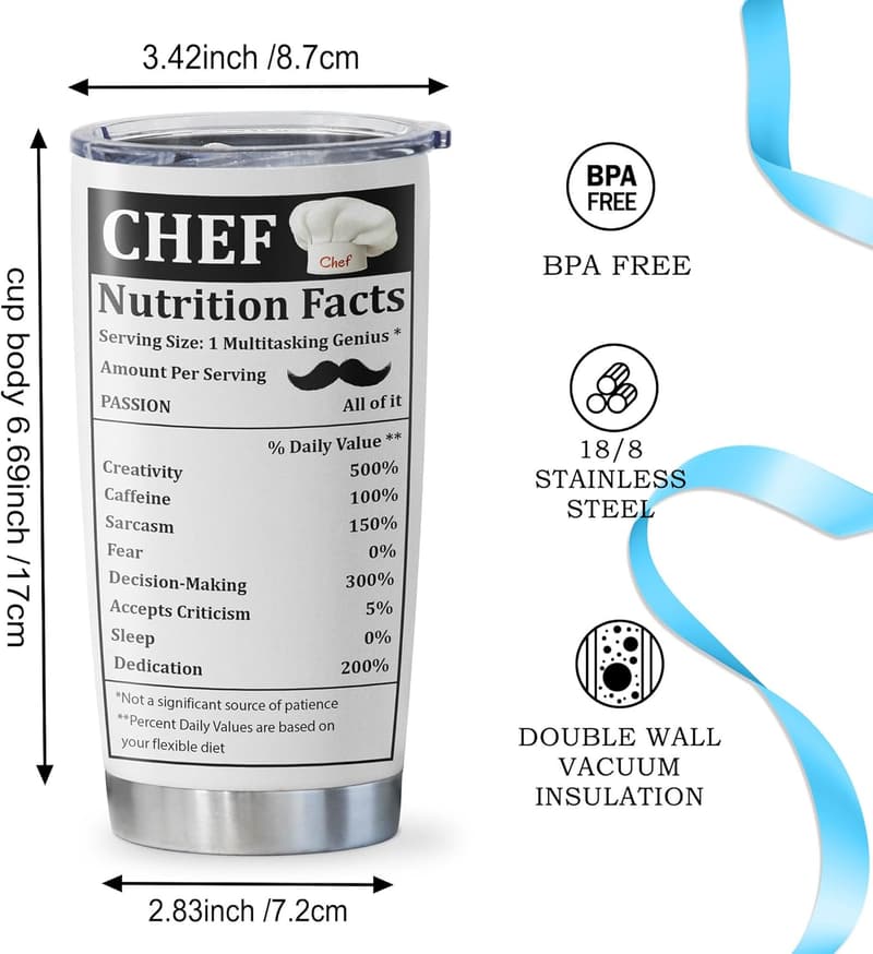 20oz Chef Tumbler - Ideal Culinary Gift for Cooking Lovers