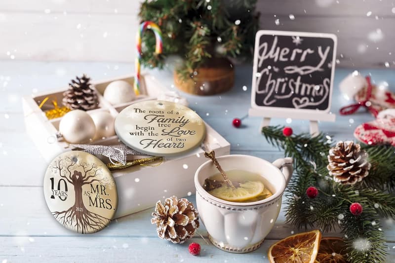 10th Anniversary Ceramic Ornament for Couples