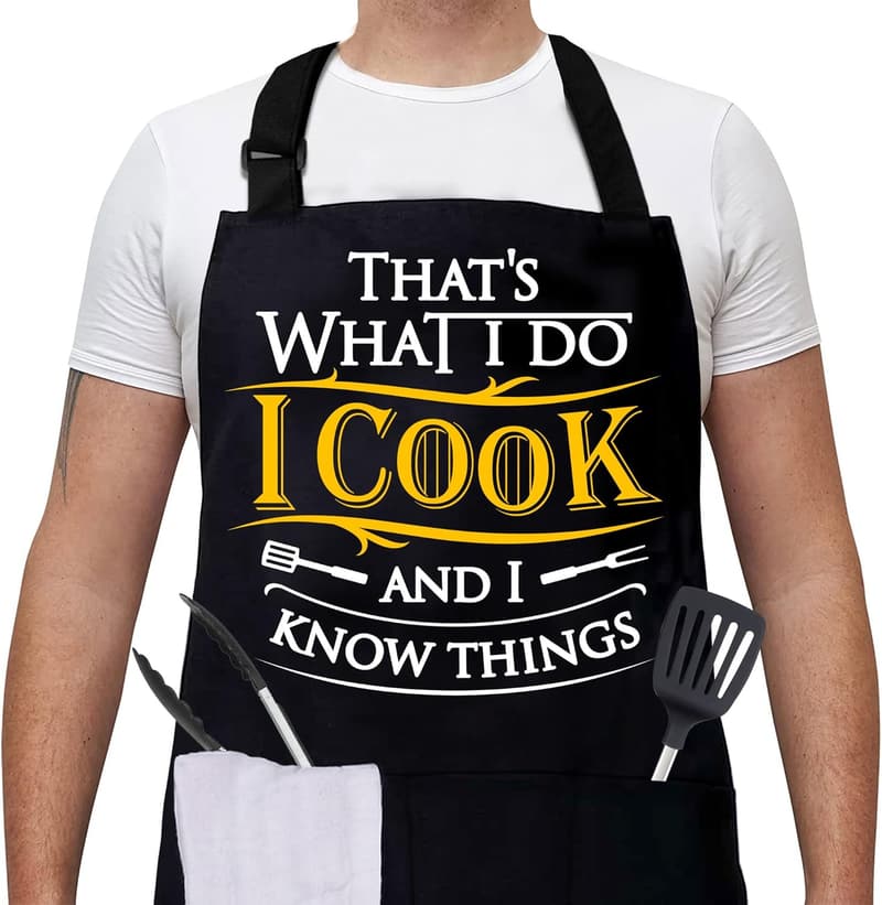 Adjustable Canvas Grilling Apron for Men with Large Pockets