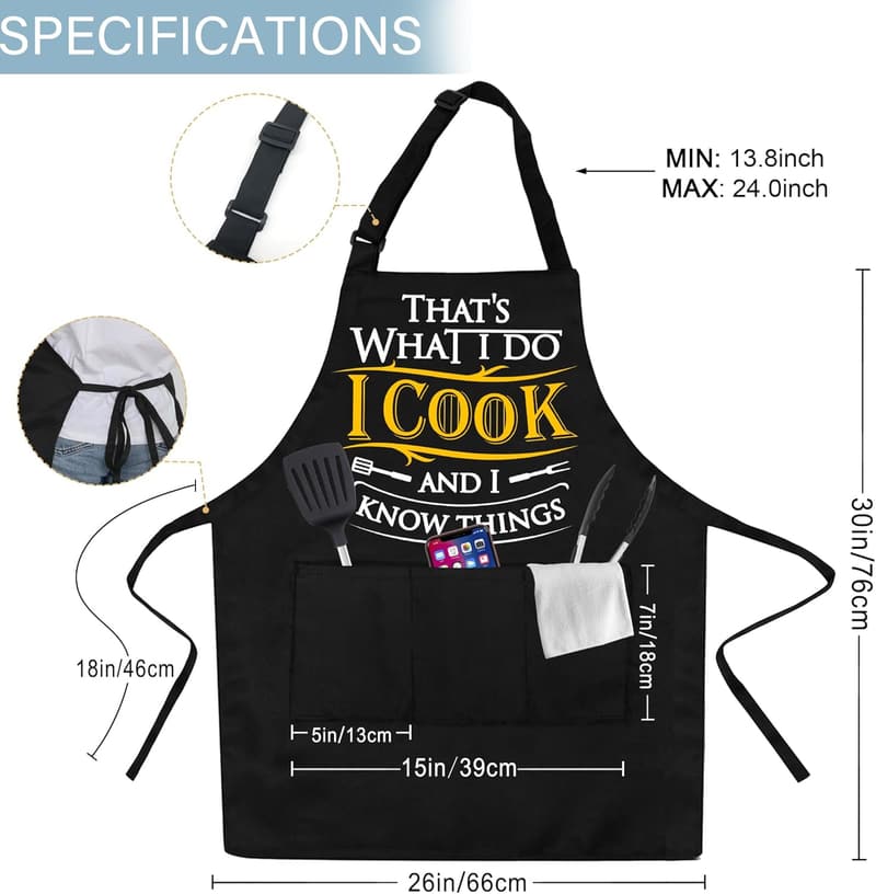 Adjustable Canvas Grilling Apron for Men with Large Pockets