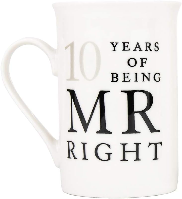 10th Anniversary Mr. Right & Mrs. Always Right Ceramic Mugs Set