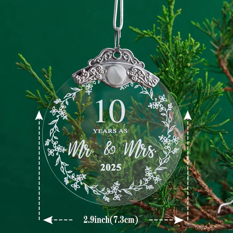 10th Anniversary Christmas Ornament for Couples 2025