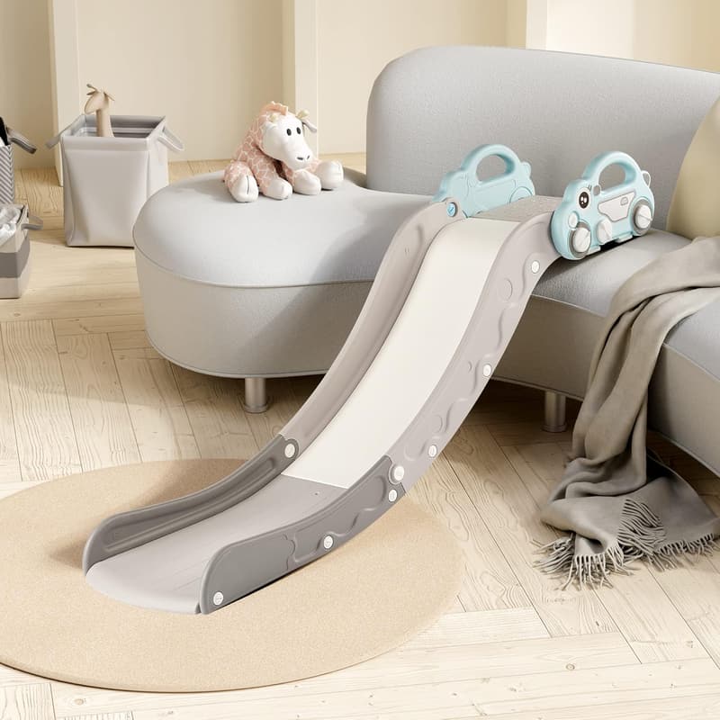 Toddler Indoor Sofa Slide with Secure Base Guardrail, Blue