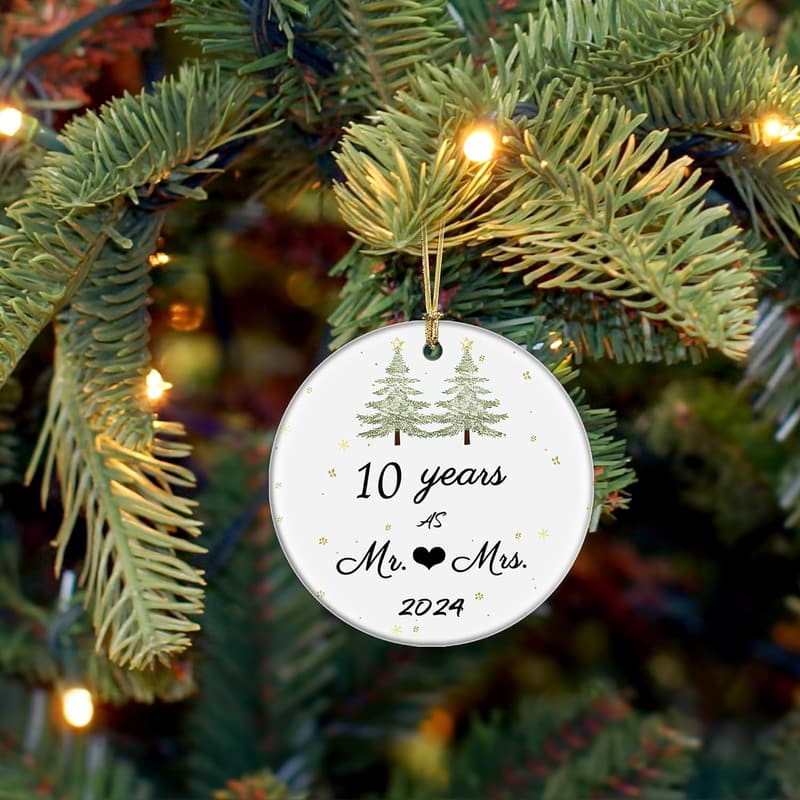 10th Anniversary Ornament Gift for Couples - Holiday Decor