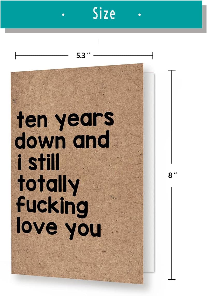 10th Anniversary Retro Card for Couples with Gold Envelope
