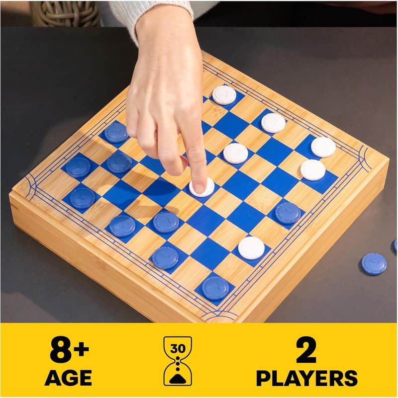 Eco-Friendly Chess and Checkers Game Set with Bamboo Box